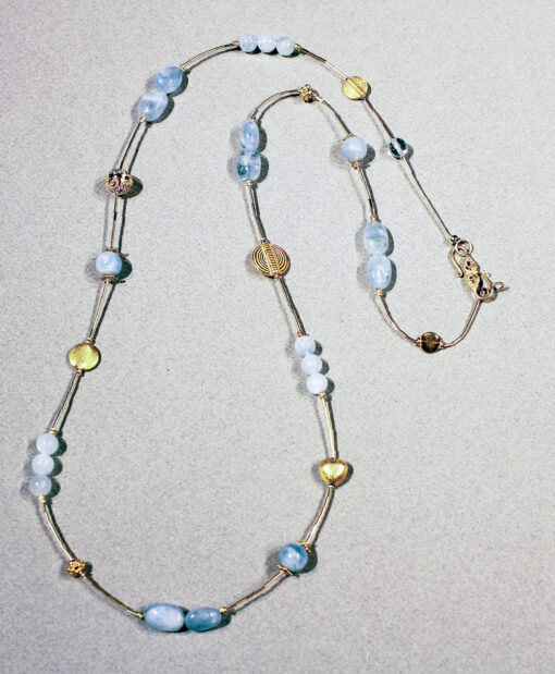 Long necklace aquamarine